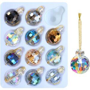 12 Pcs Multicolor Crystal Glass Christmas Balls Ornaments, 0.87" Mini Colorful